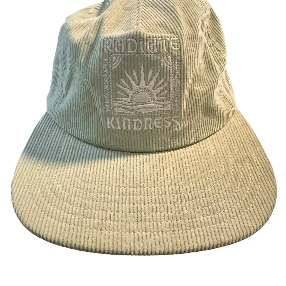 American Eagle Sage Green Corduroy Dad Hat, Radiate Kindness, Embroidered, NWOT